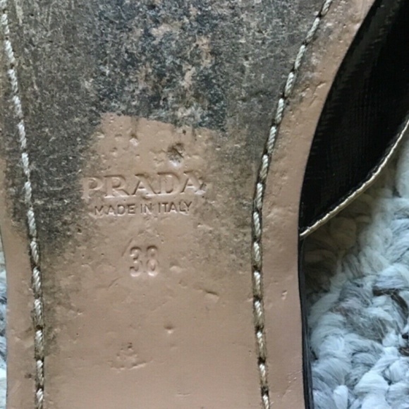 PRADA Black Patent Saffiano Leather Open Toe Slide Flats Size 37.5 - Picture 4 of 5